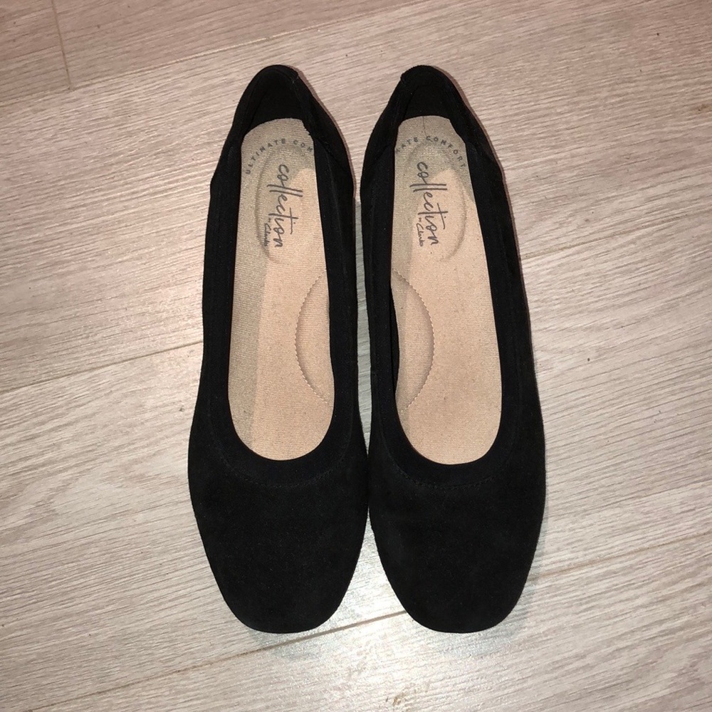 Clarks Black Suede Pumps